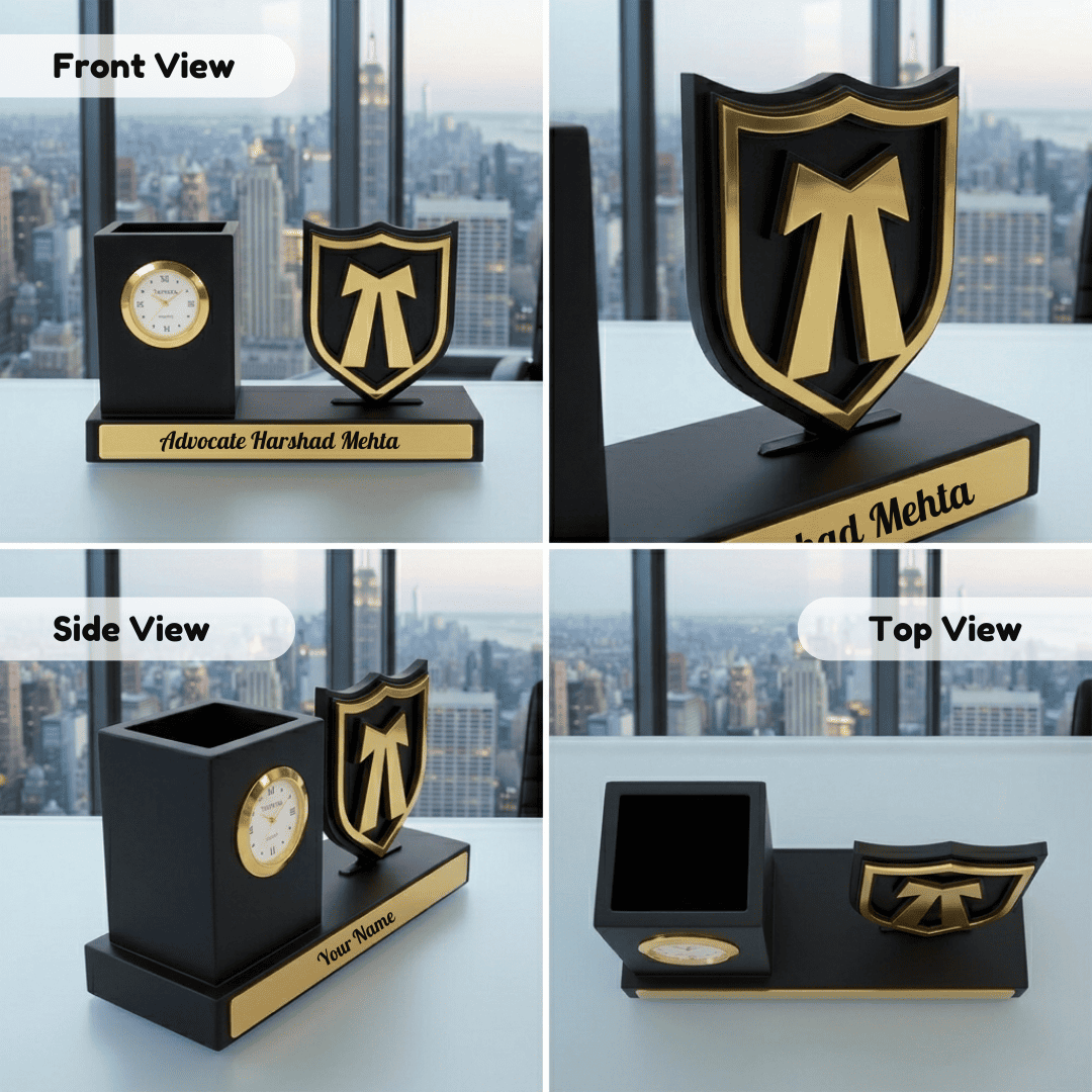 Customized Advocate Desk Organizer Gift with Clock